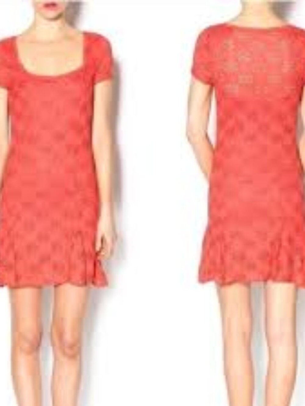 Free People Daisy Floral Eyelet Lined Square Neck Flare Hem Dress Sz S
